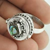 Indian Antique poison ring shell gemstone handmade 925 sterling silver jewelry supplier wholesale rings
