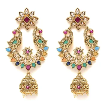 Zephyrr Traditional Fashion Earrings Jhumki Design Beautiful Pea Antique Indian Designer