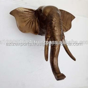 Large Wall Mount Elephant Sculpture Antique Gold Hanging Head Product On Large Wall Mount Elephant Sculpture Antique Gold Hanging Head Product On