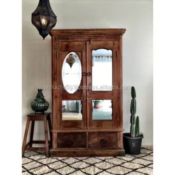 Antique Reproduction Wood Glass Door Mirror Cabinet Recycle Wood Wardrobe Buy Antique Reproduction Wood Glass Door Mirror Cabinet Recycle Wood