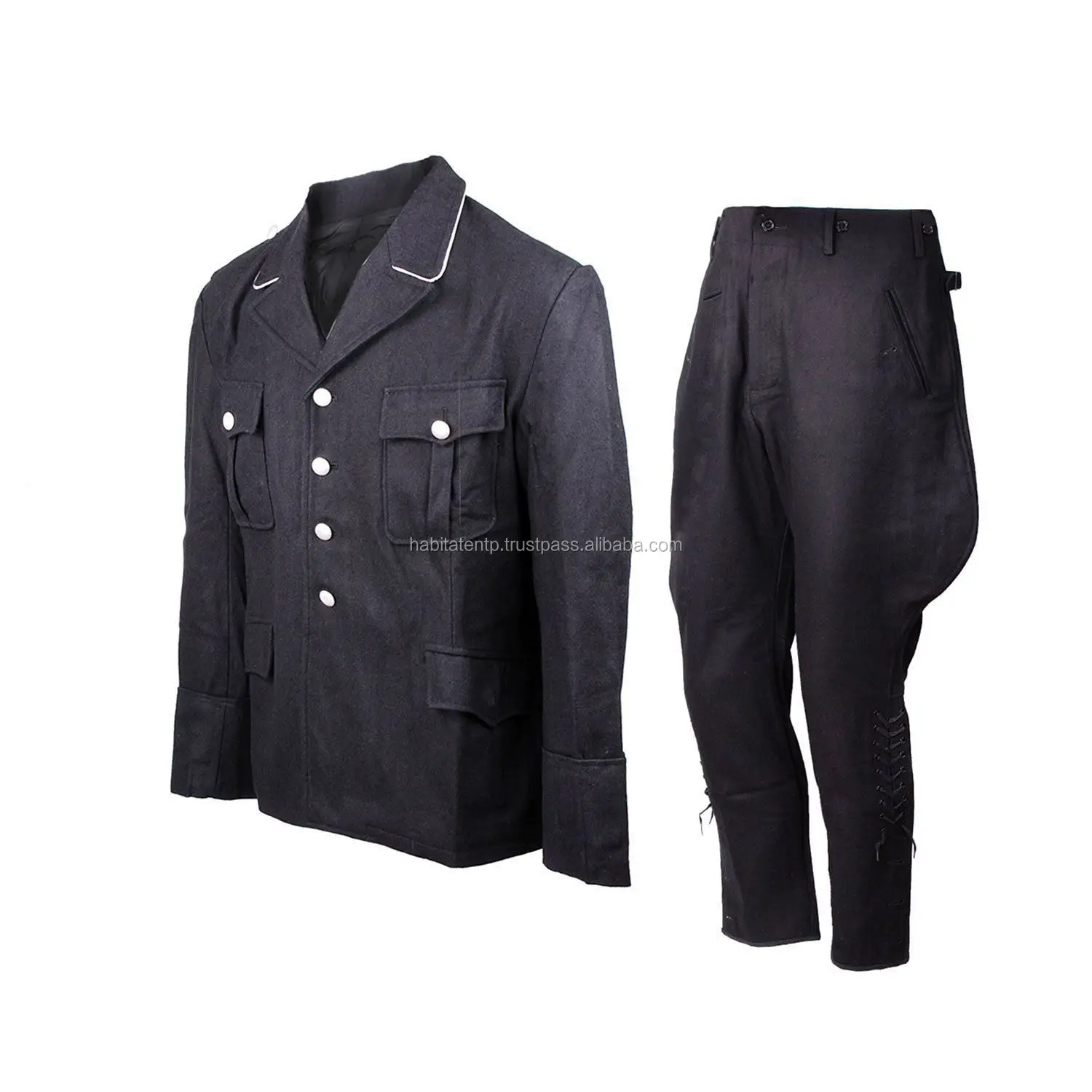 Túnica Y Pantalones De Lana Negra Para Mujer,Túnica De La Segunda Guerra  Mundial,Alemán,M32 - Buy Ww2 Alemán M32 Negro Conjuntos,Hecho De Lana,Forro  De Seda De Un Solo Hombro De Bucle De Lado