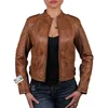 Winter Slim Fit Leather Waxed Short Body Jackets For girls