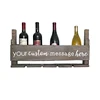 Rustic Vintage Wall Mounted Wooden Wine Display Rack Hanging with 4 Long Stem Glass Holder