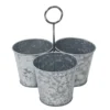 kitchen utensils Holders Caddy Set Includes 3 Galvanised Iron buckets, garden hanging planter plant buckets