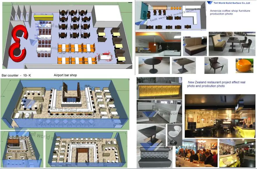 Fast food  chinese acrylic solid surface restaurant dinning table and chairs