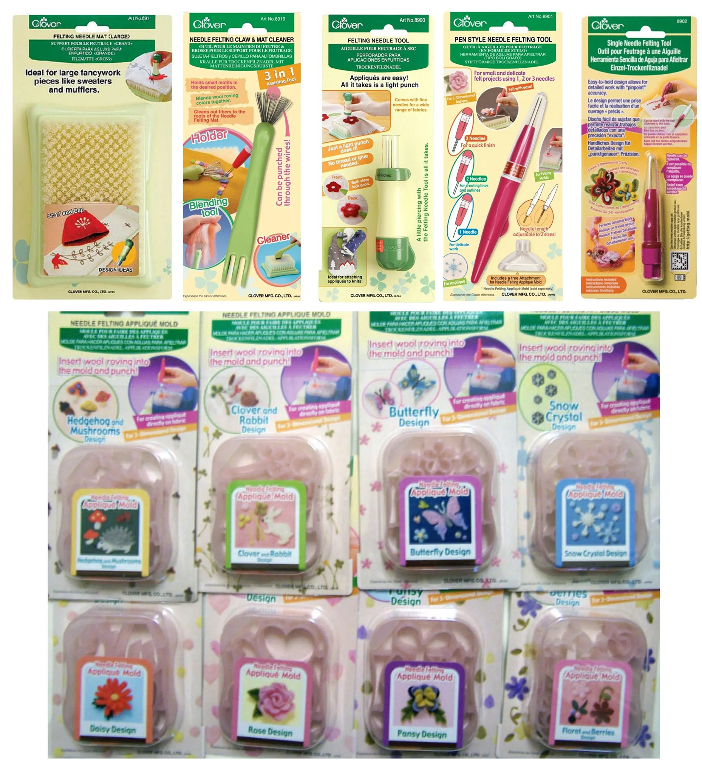 HUELE 60 Pcs Wool Felting Needles /& 5 Pcs Wooden Needle Felting Pen Kits with Clear Bottles 3 Sizes