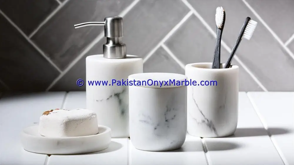 Top Quality Marble Bathroom Accessories Set Ziarat White Carrara Marble Bathroom Accessories Set Ziarat