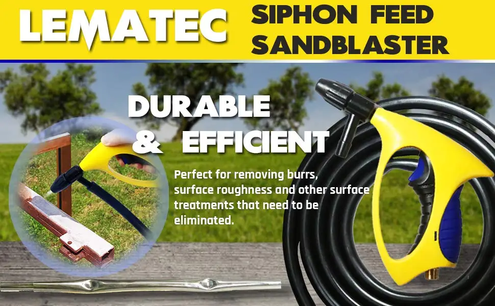 LEMATEC Siphon Feed Sand Blaster Nozzle Gun Sandblaster Portable Soda Sandblasting Gun With Hose