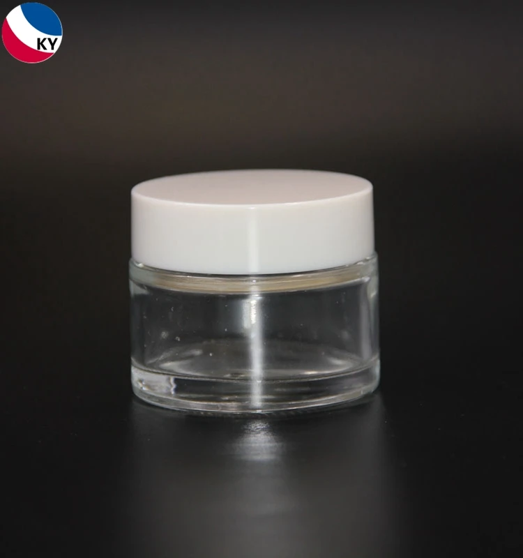 Clear Frosted 20g Makeup Lip Balm 15ml Jars Glass Cosmetic Jar White