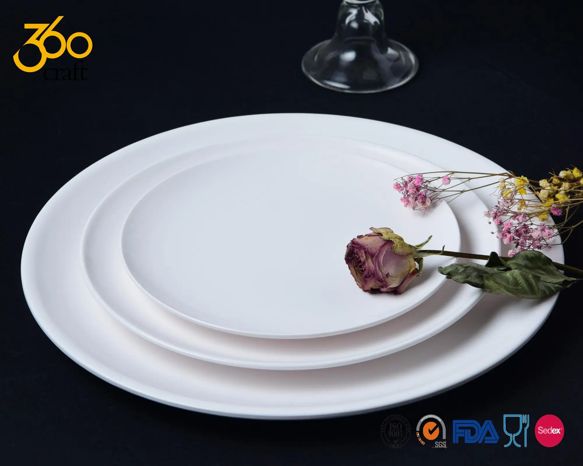 White Dinner Plates Large,Microwave-safe,Dishwasher-safe 6pc Melamine