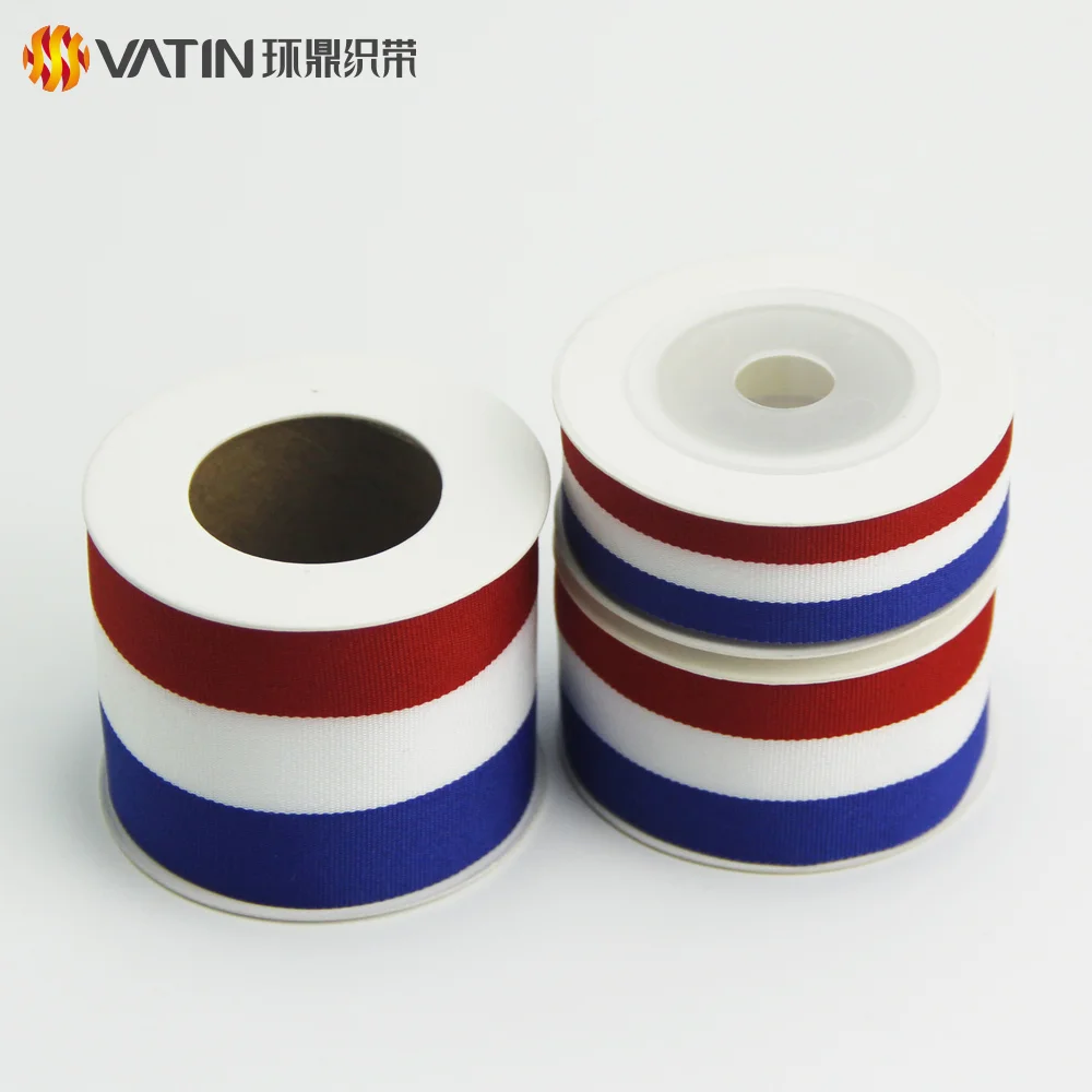 Red White and Blue Striped Flag Award Medal Grosgrain Ribbon