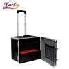 Aluminum front opening wheeled storage case with trays