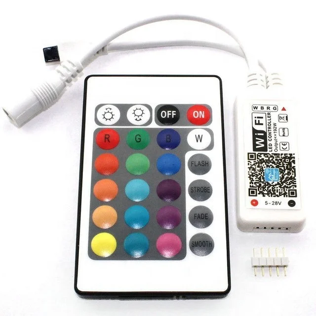 Magic Home Wifi LED RGB / RGBW Controller DC12V MIni Wifi + 24 IR Key Remote Controller for RGB / RGBW LED Strip