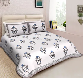 Decorative Floral Printed Double Size Bedsheet With 2 Pc Pillow