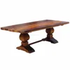 Solid Reclaimed Wood Vintage Style Six Seater Broad Legs Dining Table