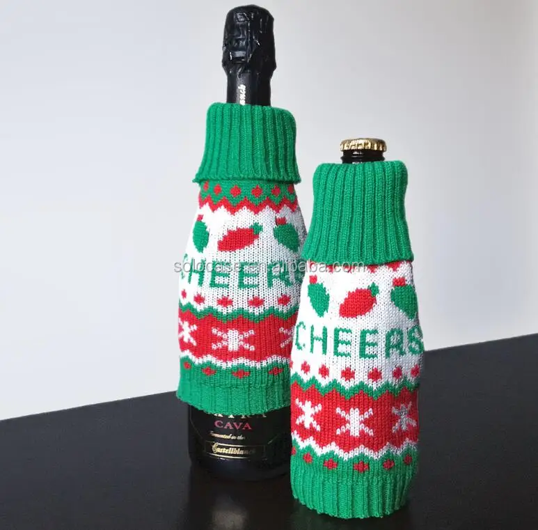 Christmas Knit Sweater Bottle Cover
