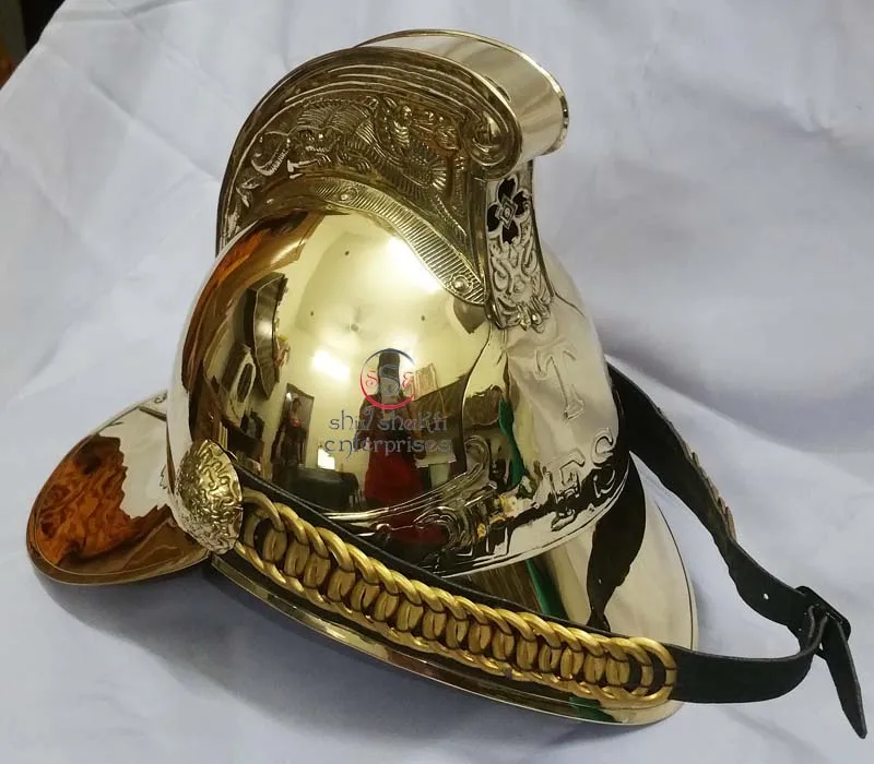 VICTORIAN /"MERRYWEATHER/" BRASS FIREMAN FIRE FIGHTER BRIGADE BRITISH CHIEF HELMET