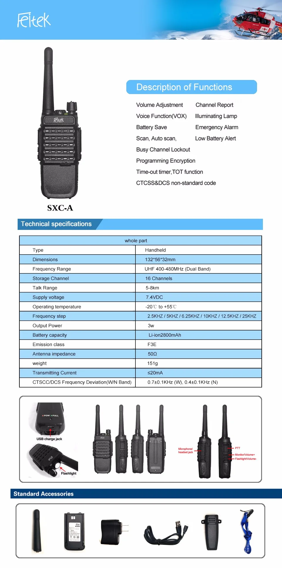 High Frequency Walkie Talkie 5km Am Fm Radio/ Walkie Talkie With