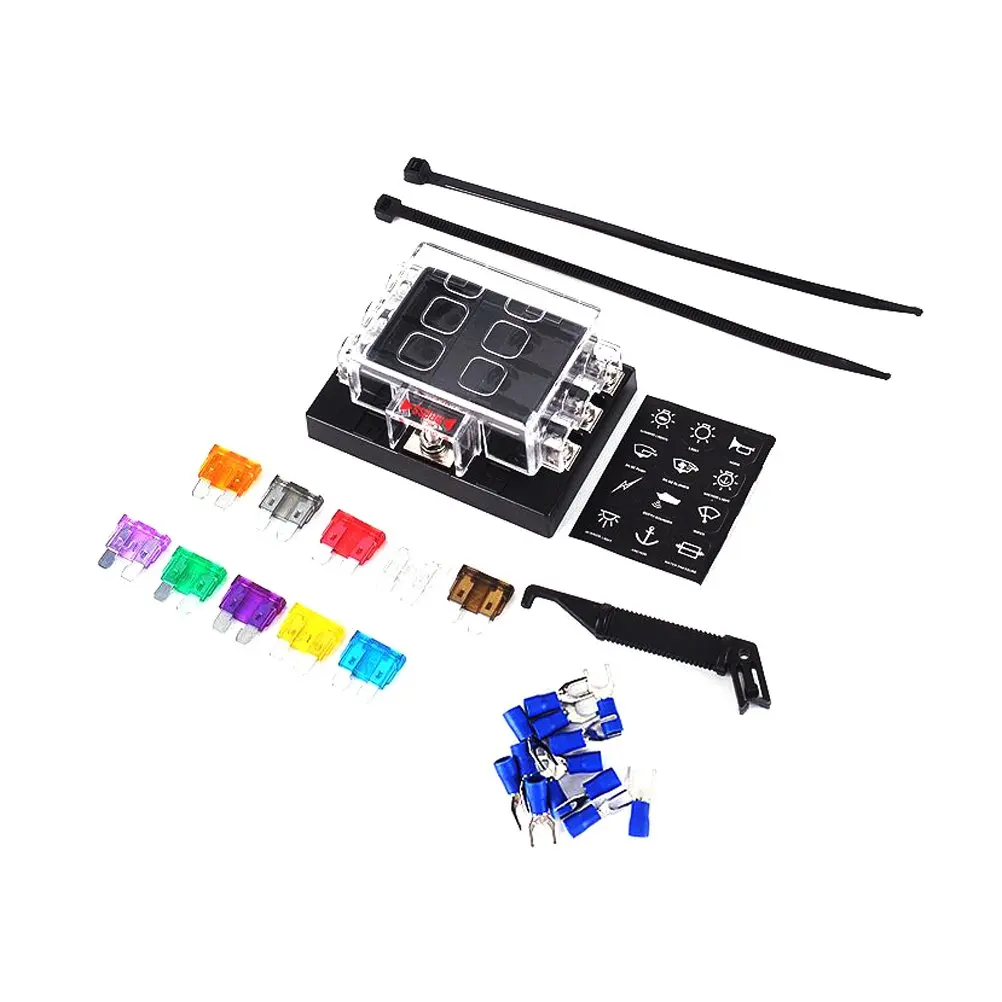 Get Quotations · WINOMO 6-Way Blade Block Fuse Box Holder with Fuse  Protection Cover for Automotive Marine