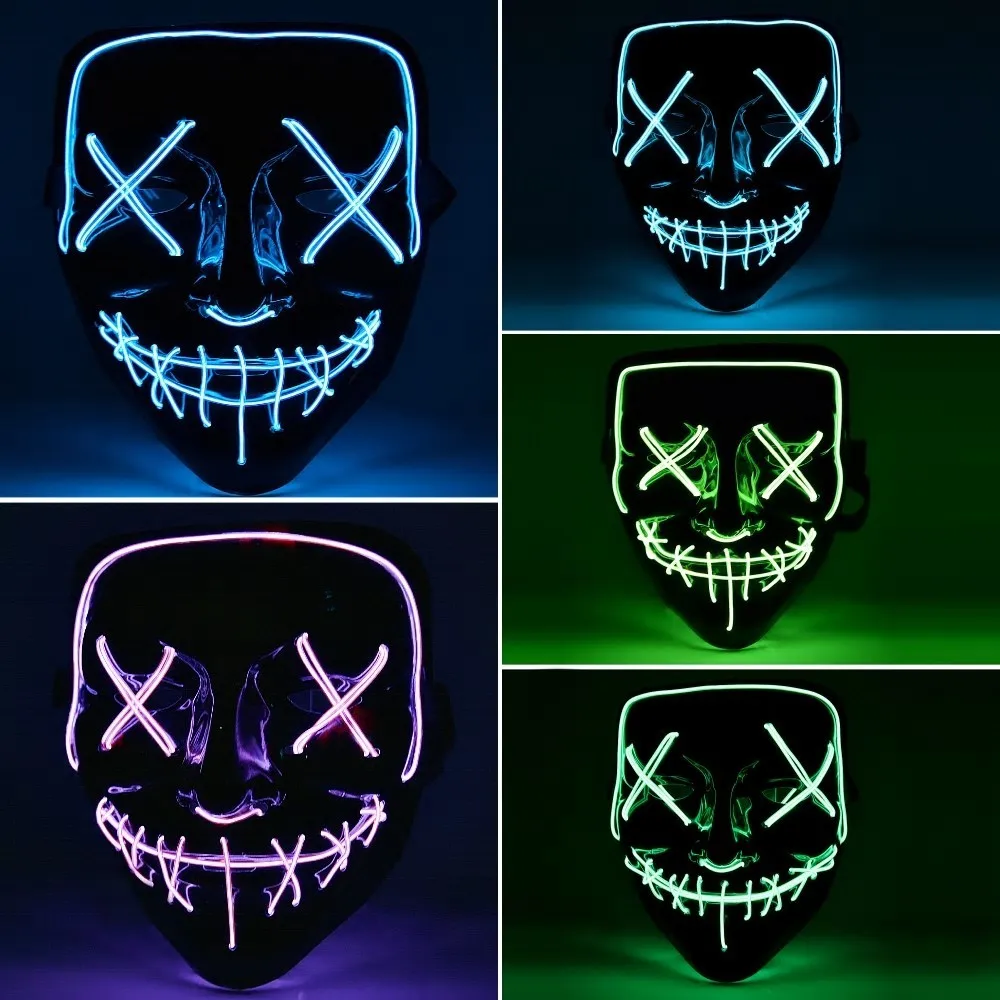 Masque LED Halloween Tête De Mort – Plusieurs Modes Lumineux – PVC Confortable – Pour Fête, Carnaval, Cosplay
