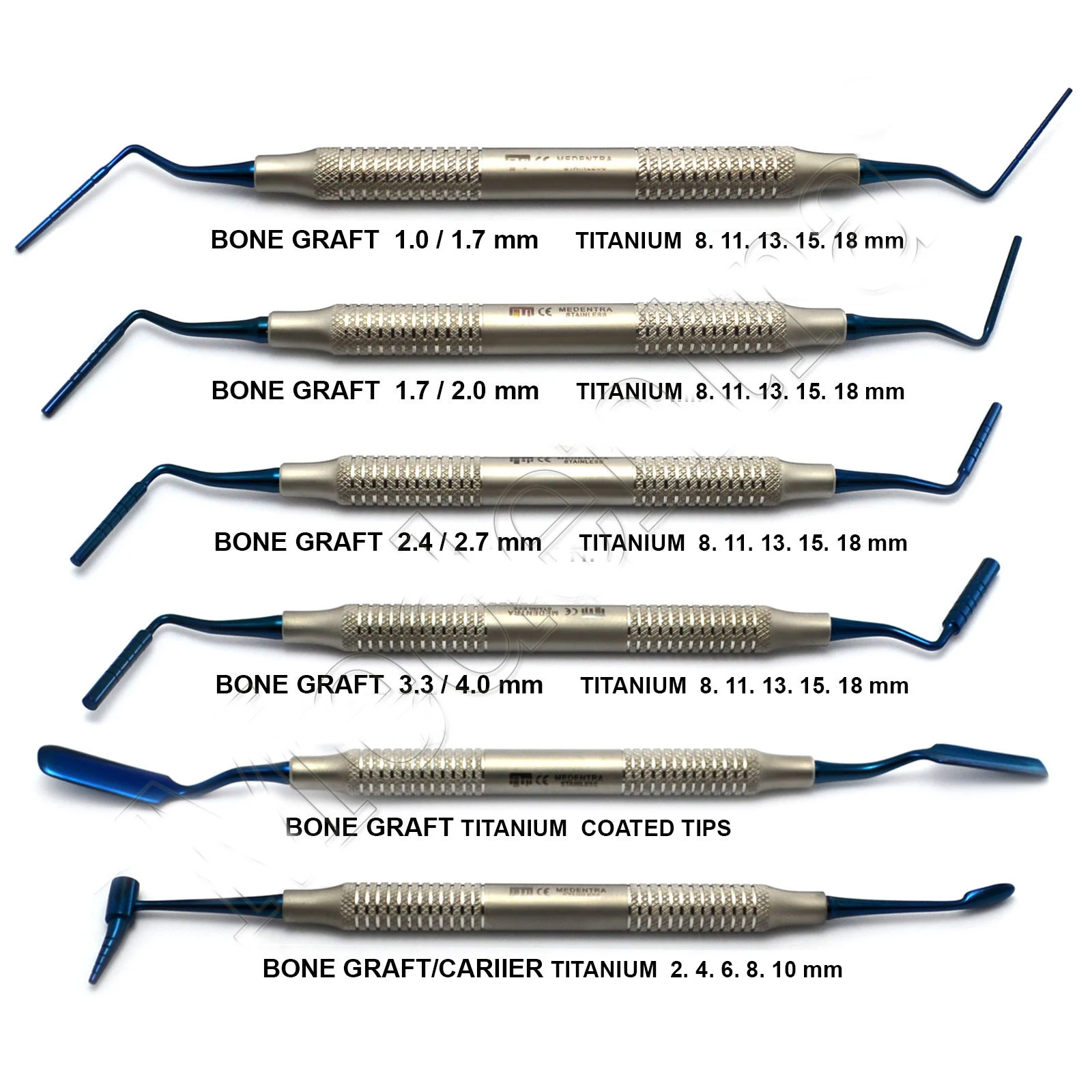 6 Pieces Dental Bone Graft/packers Carrier Set Condensers/pluggers With