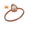 Wholesale 18K Gold Plated 925 Silver Ring Pear Cut Crystal Quartz Designer Ring For Girls Jewelry Supplier