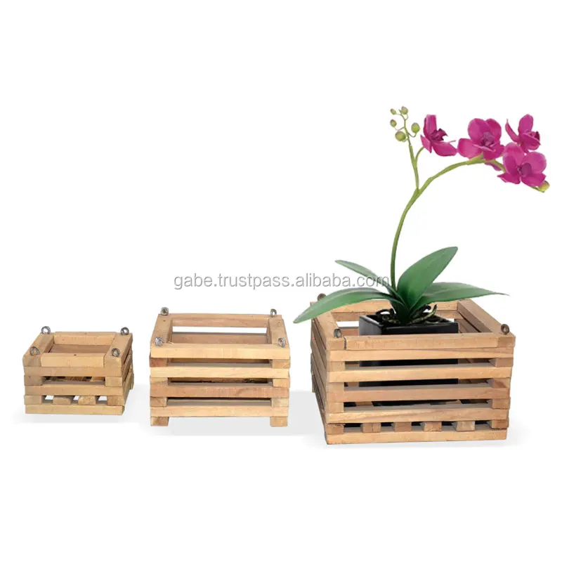 Wooden Pot Orchids Teak Wood Handmade,Wooden Pots Mini,Teak Wooden Pot