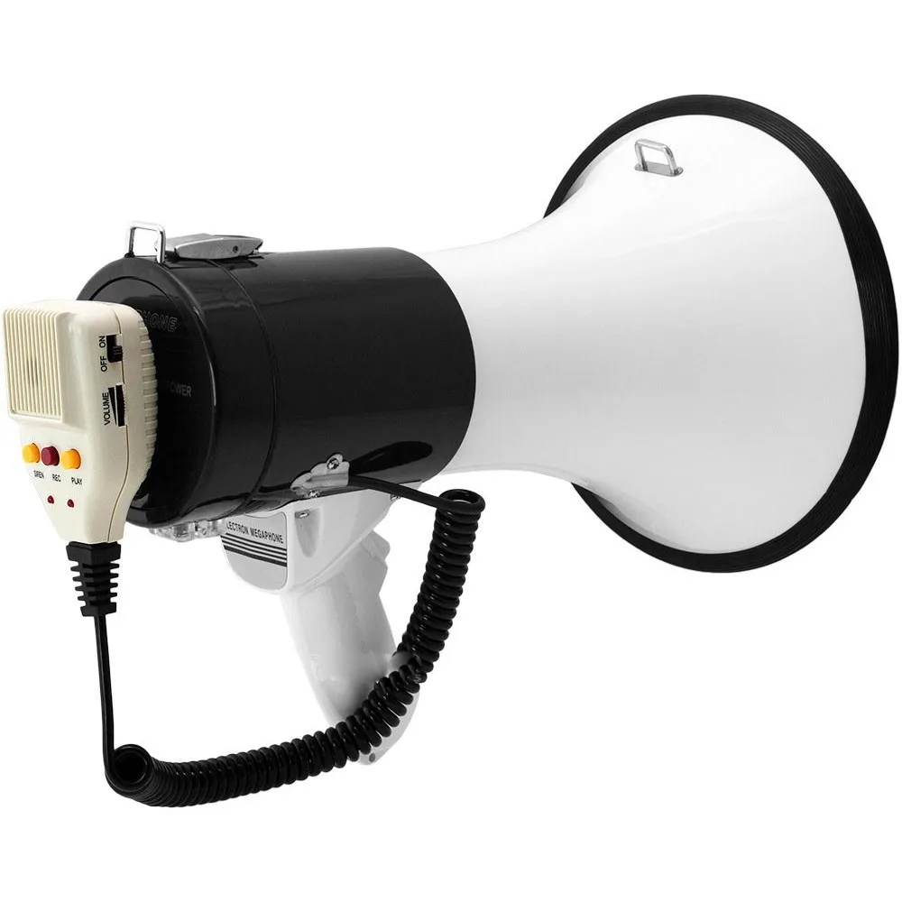Bullhorn Megaphone Speaker With Builtin Rechargeable Battery,10 Second