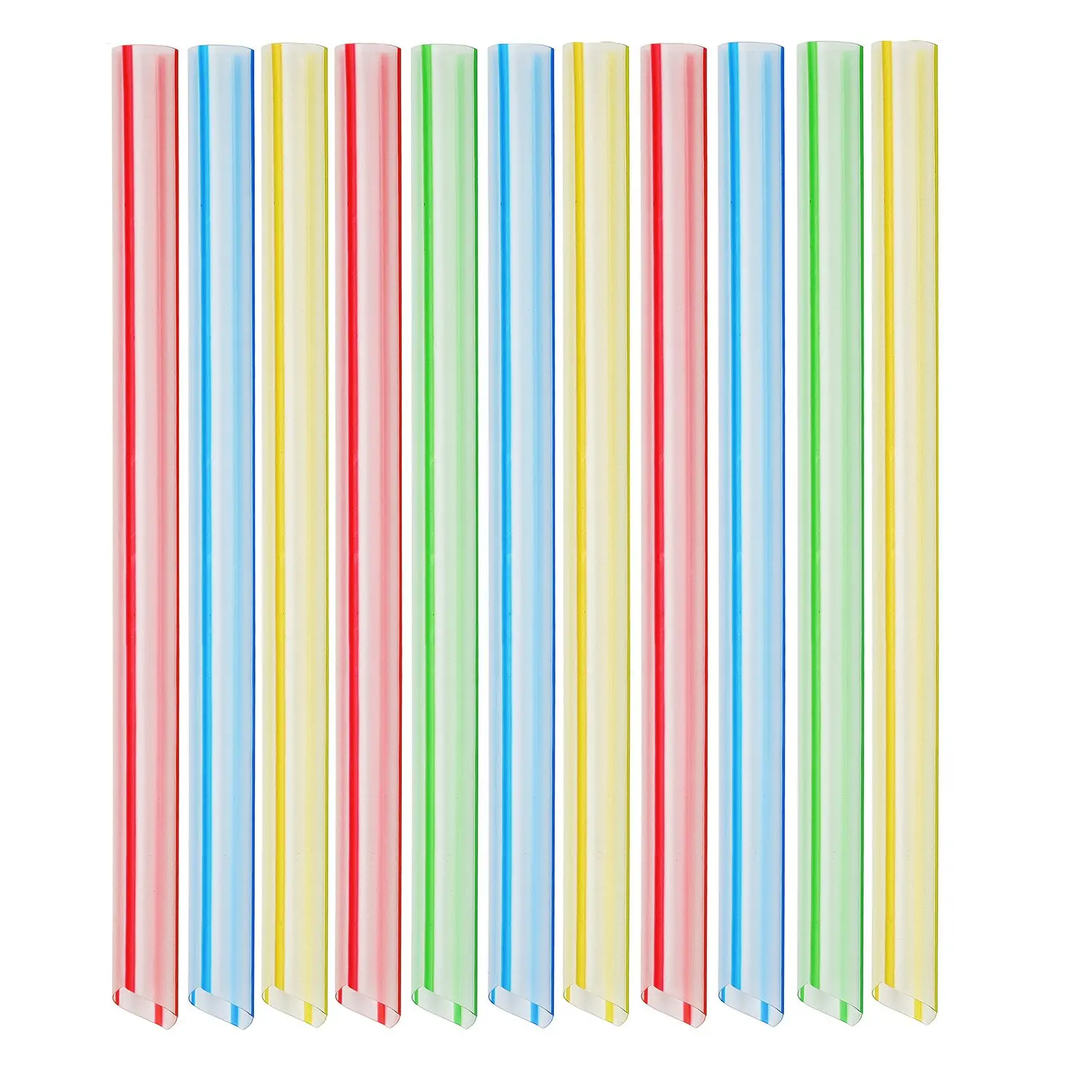 ALINK 8mm Wide Assorted Bright Colors Smoothie Straws Pack of 100 Pieces Fat Plastic Milkshakes Straws