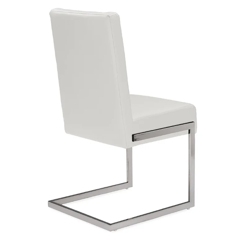 White Pu Leather Upholstered Armless Dining Chairs With Chromed Base