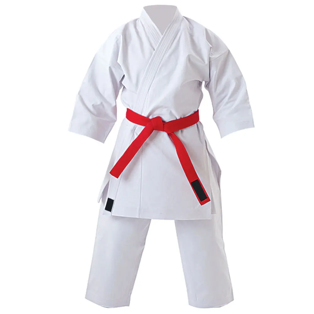 Taekwondo White ITF Gi Cotton//Poly 8-OZ Adult//Kids Size with White Belt Karate