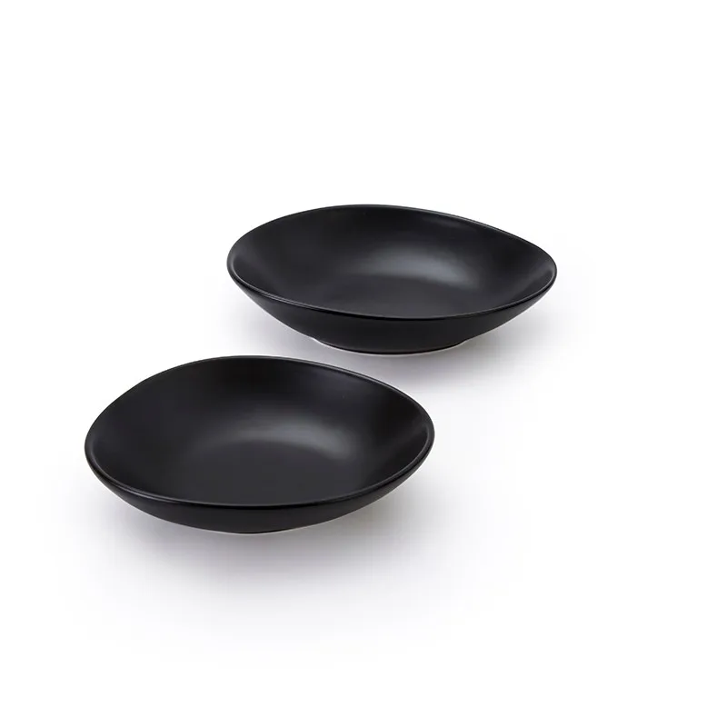 product-2018 New Style Porcelain Restaurant Irregular Type Dish, Porcelain Plate Black Porcelain Buf-1