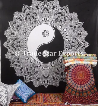 Ying Yang New Design Black White Bed Sheets Cotton Fabric Indian Mandala Wall Hangings Tapestry Buy Tapestry Wall Hangings Tapestry Mandala Wall