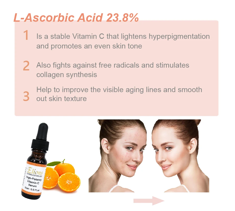 Private Label 23.80 Lascorbic Acid Dark Spot Skin Whitening Serum