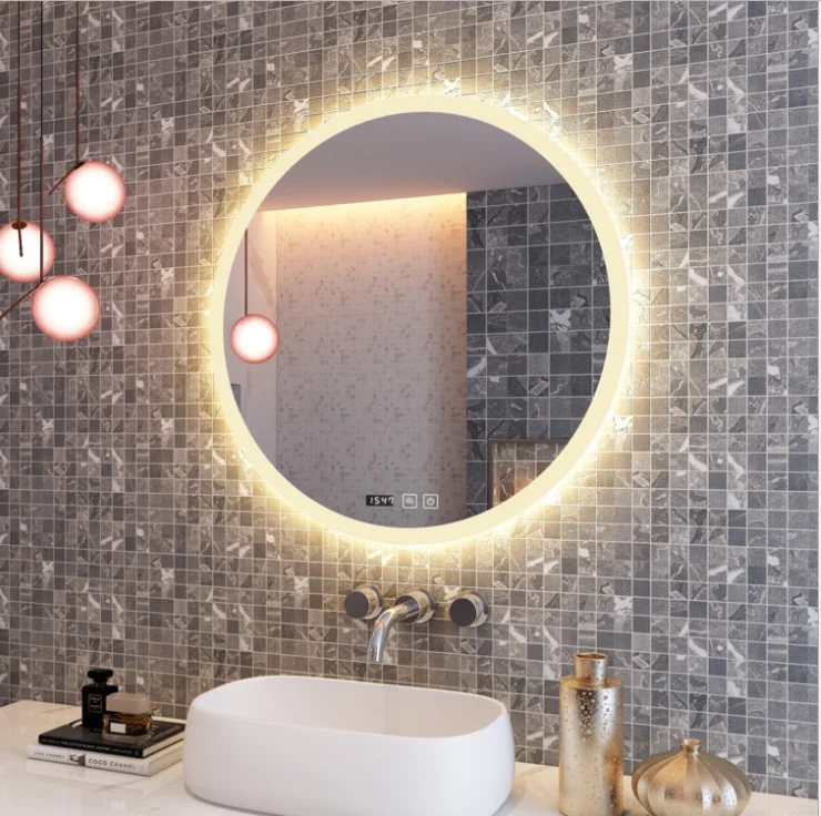 Vanity Wall-Mounted Round LED Anti Fog Mirrors For Bathroom