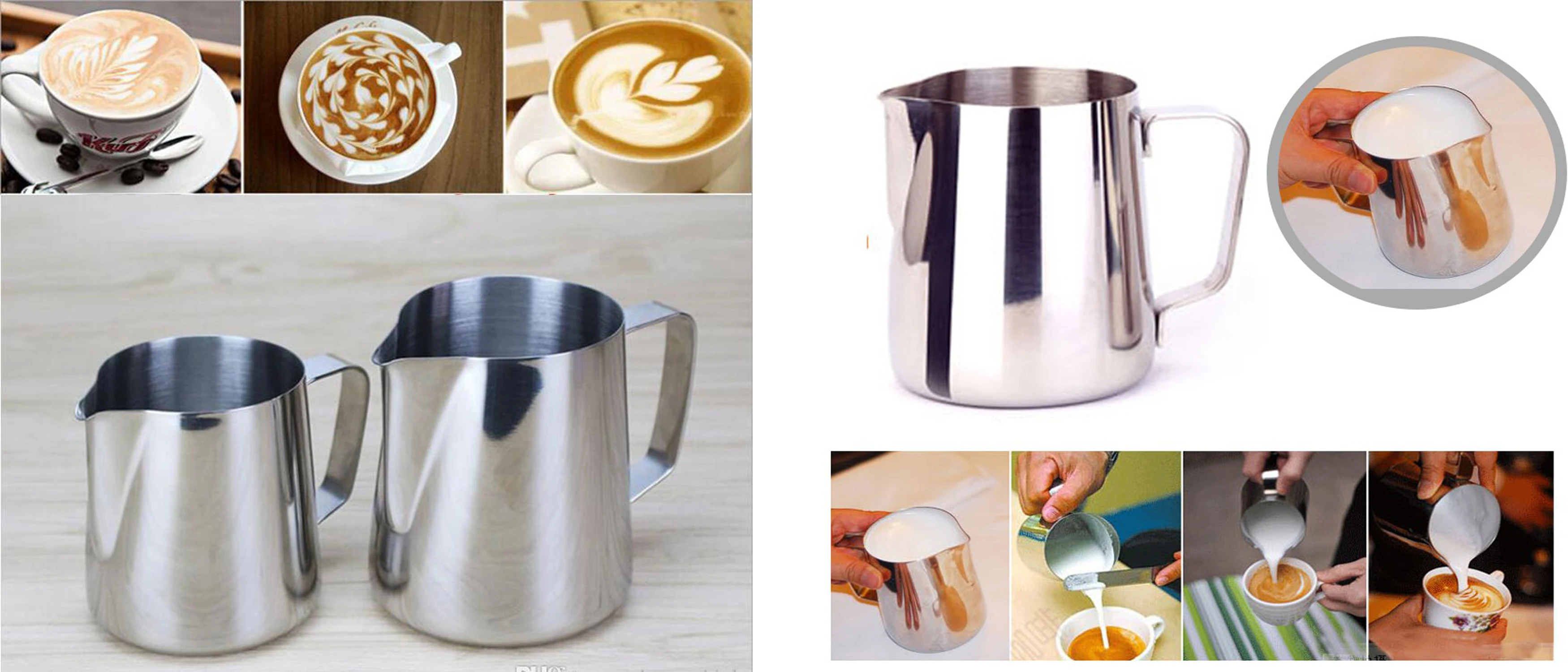 stainless steel steaming frothing pitcher
