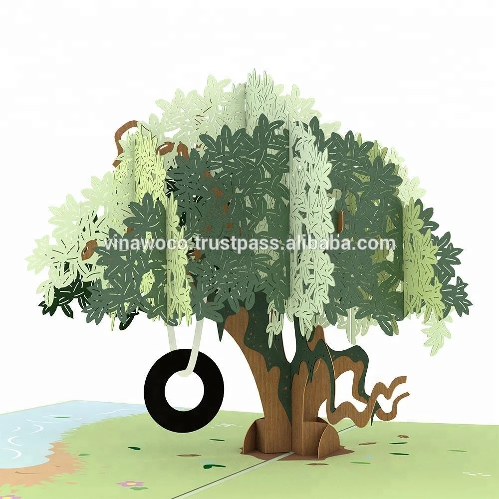 شجرة البلوط الحية المنبثقة بطاقات دعوة المعايدة المصنوعات الورقية