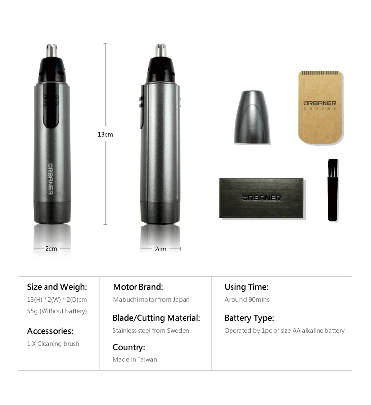 Nose Hair Trimmer Waterproof Type【URBANER】MB-041