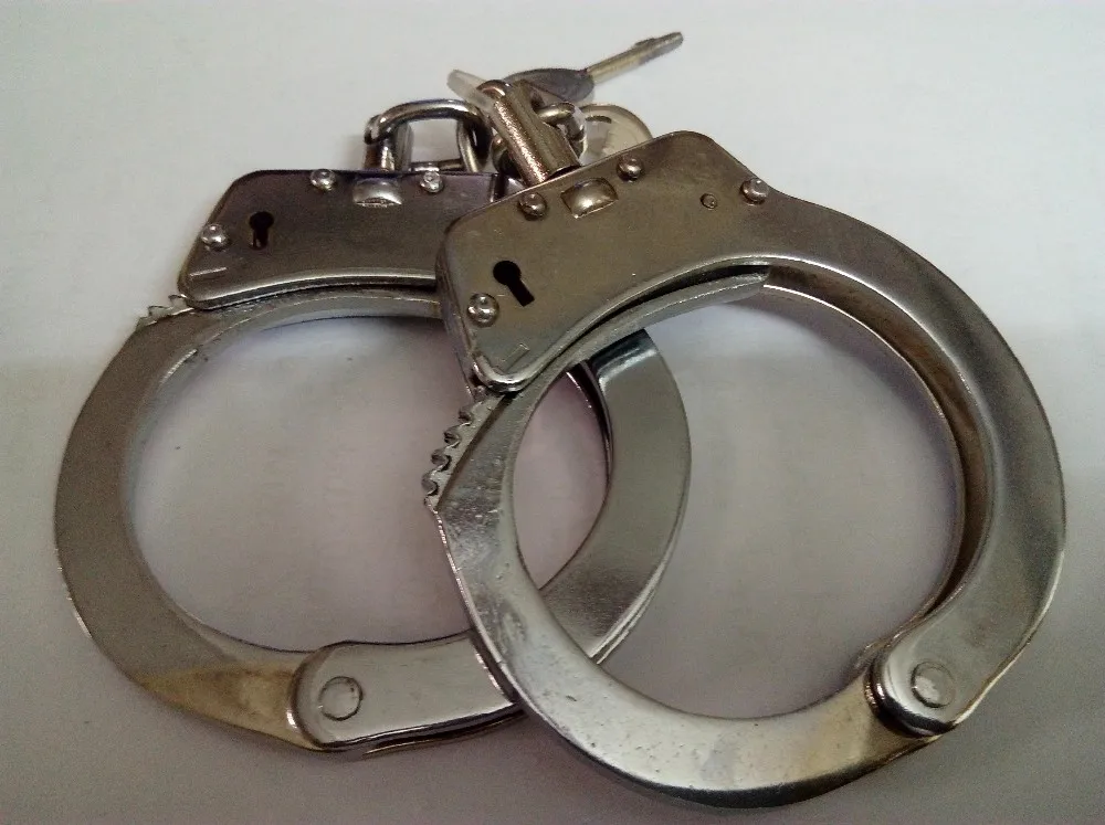 可定制的标志警察双锁不锈钢材料手铐