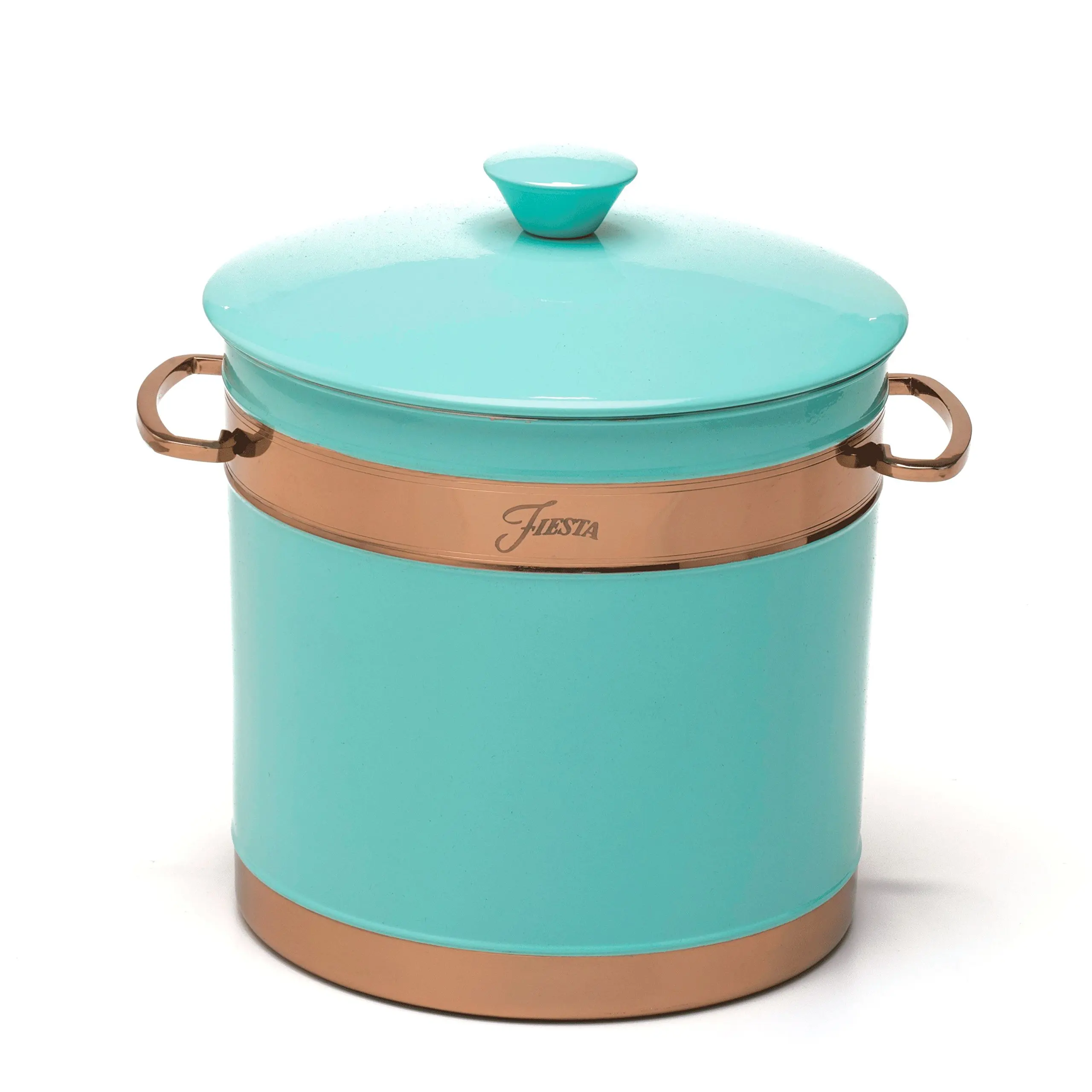 Fiesta 3 quart Double-Walled Ice Bucket with Copper Accents, Turquoise