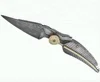 beautiful leaf shape damascus pocket knife