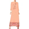 Peach color Kurti with Plazzo With Thread Embroidery Work with Stone Work and Print work on Bottom