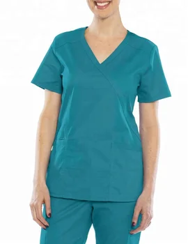 Stylish Polyester Cotton Medical Y Neck Scrubs With Pen Pocket Stylish Polyester Cotton Medical Y Neck Scrubs With Pen Pocket Nursery Shirt