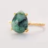 wholesale price Raw Emerald 925 sterling silver yellow gold plating engagement woman's ring