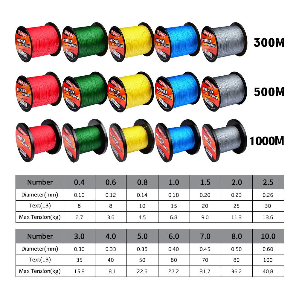 Proberos 300m & 500m & 1000m Vislijn Groen/grijs/blauw/rood/geel Kleur