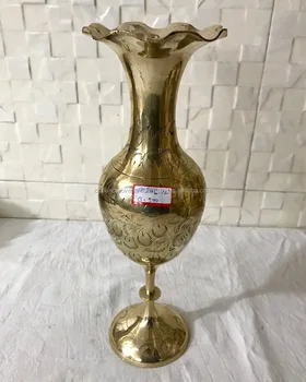 Traditional Hand Carved Flower Vase Brass Indian Buy Traditional