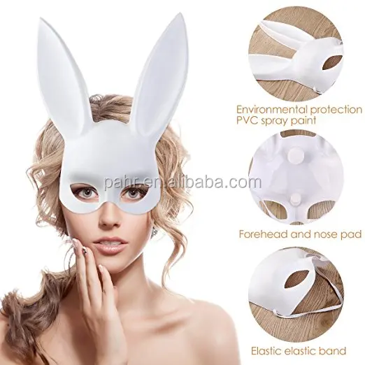 Fashion Women Girl Party Rabbit Ears Mask Black White Cosplay Costume Cute Funny Halloween Mask