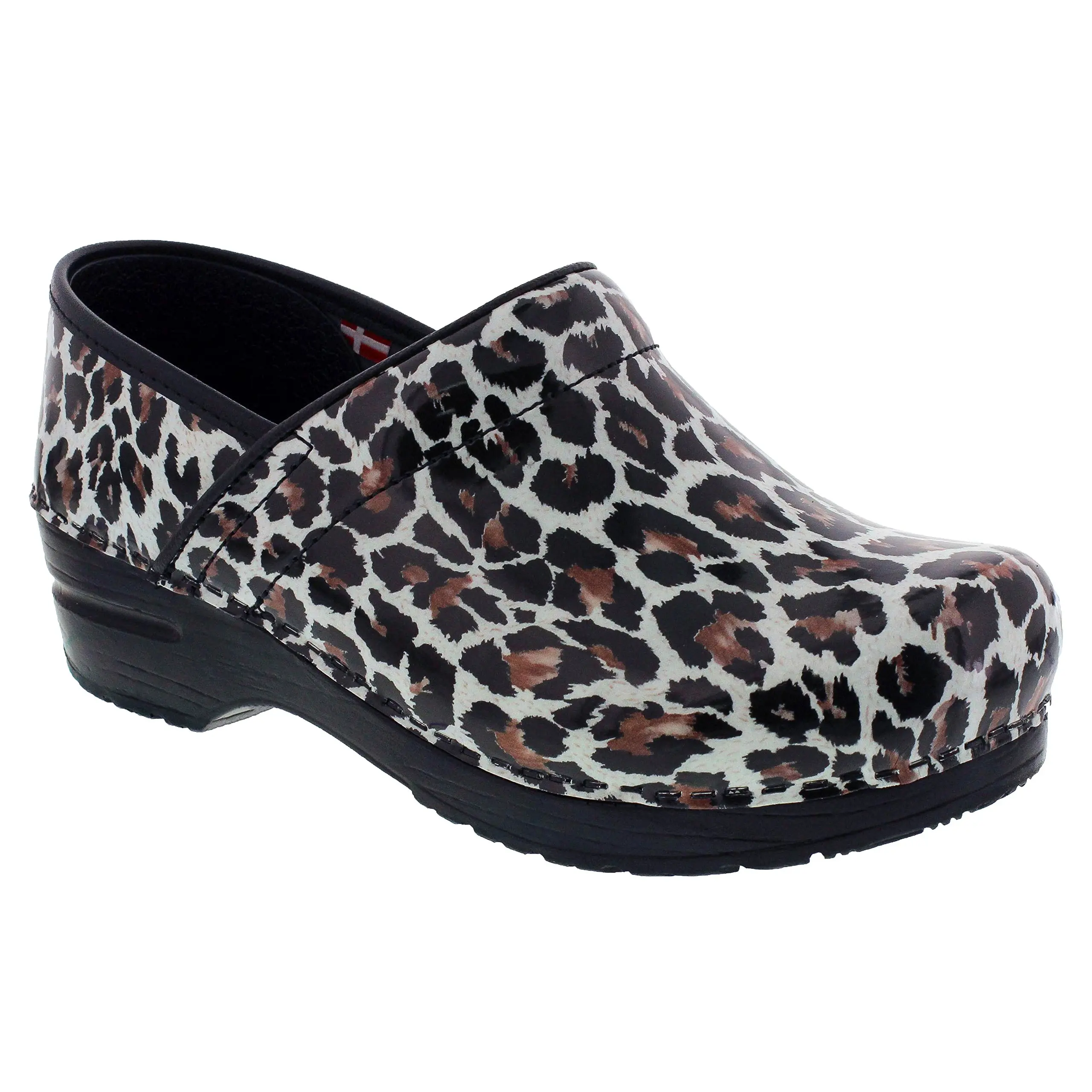 sanita animal print clogs