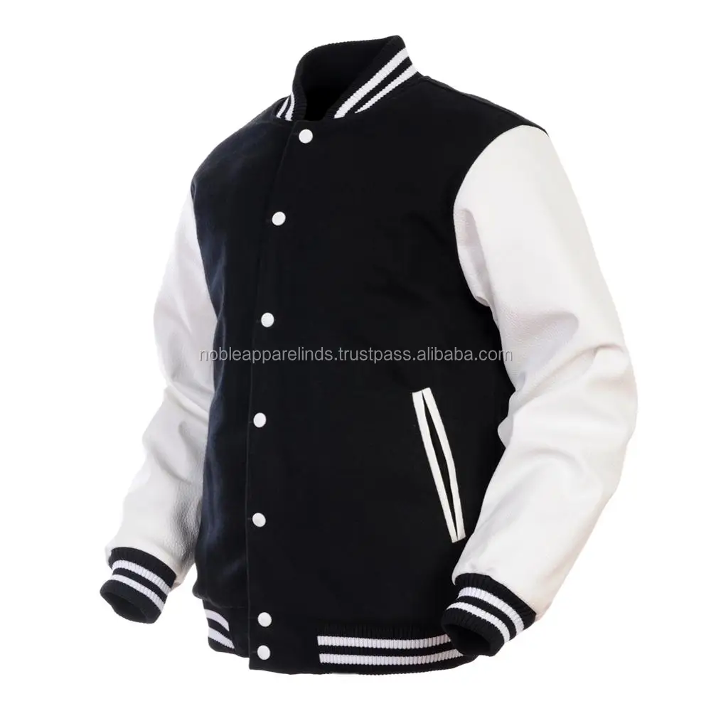 Pakistan Top Quality Fashion Mens Custom Baseball Plain Varsity Jackets Wholesale Black And