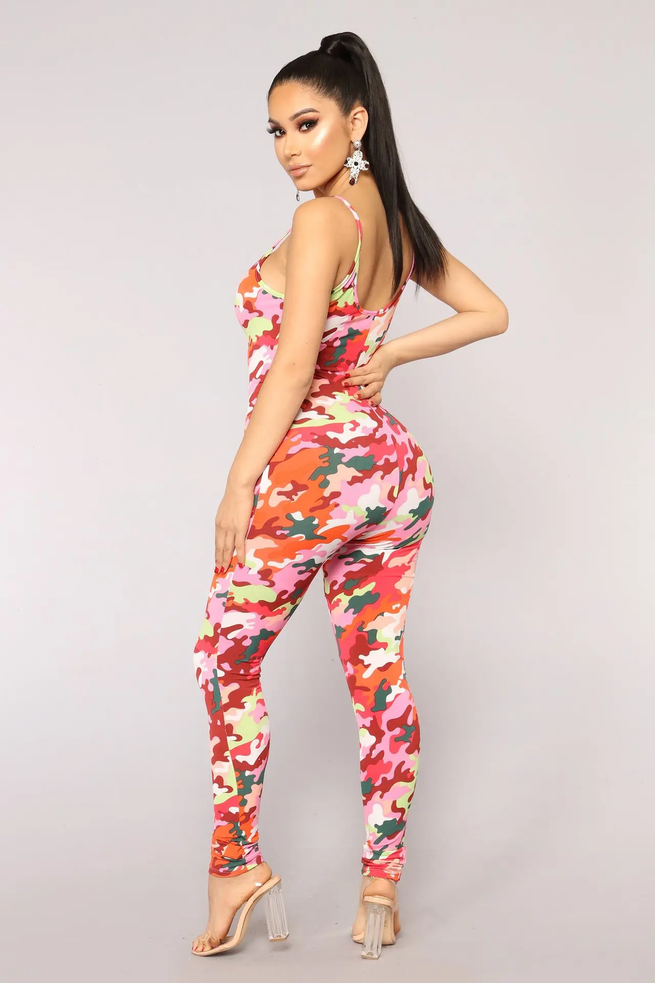 2295 5 Colors Tight Backless Suspender Jumpsuit Leggings